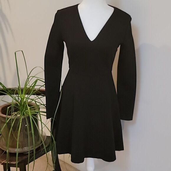 Saks Fifth Ave black fit and flare dress - Picture 1 of 12